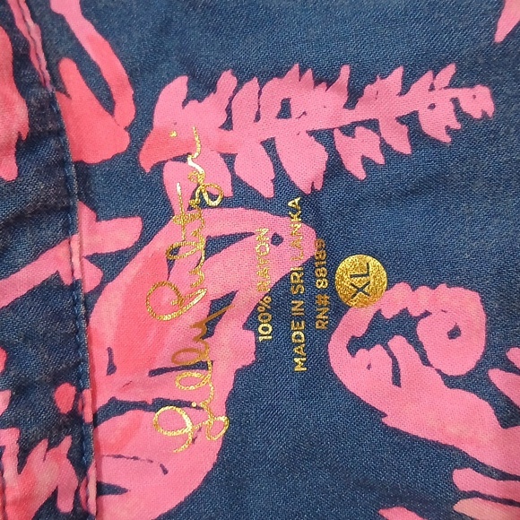 Lilly Pulitzer Lillith Tunic Dress XL Rayon Indigo Night 3/4 Roll Sleeve - Picture 6 of 8